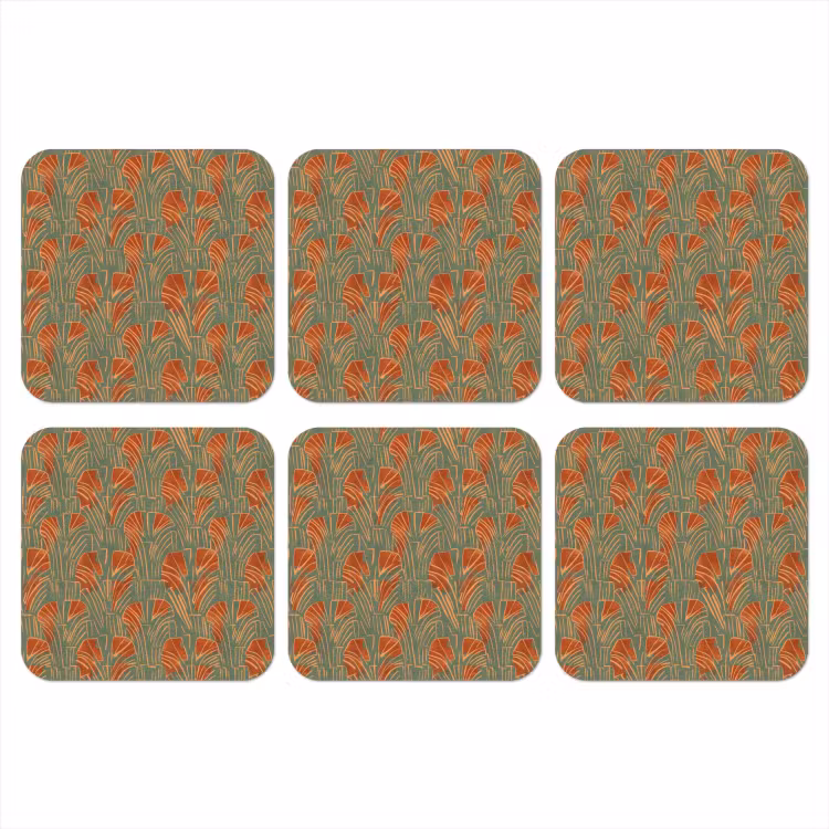 Onderzetter - Groen - Terracotta - Deco - Waaiers — 1