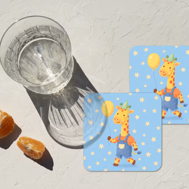 Onderzetter - Dieren - Giraffe - Ballon - Feest - Kinderkamer — 3