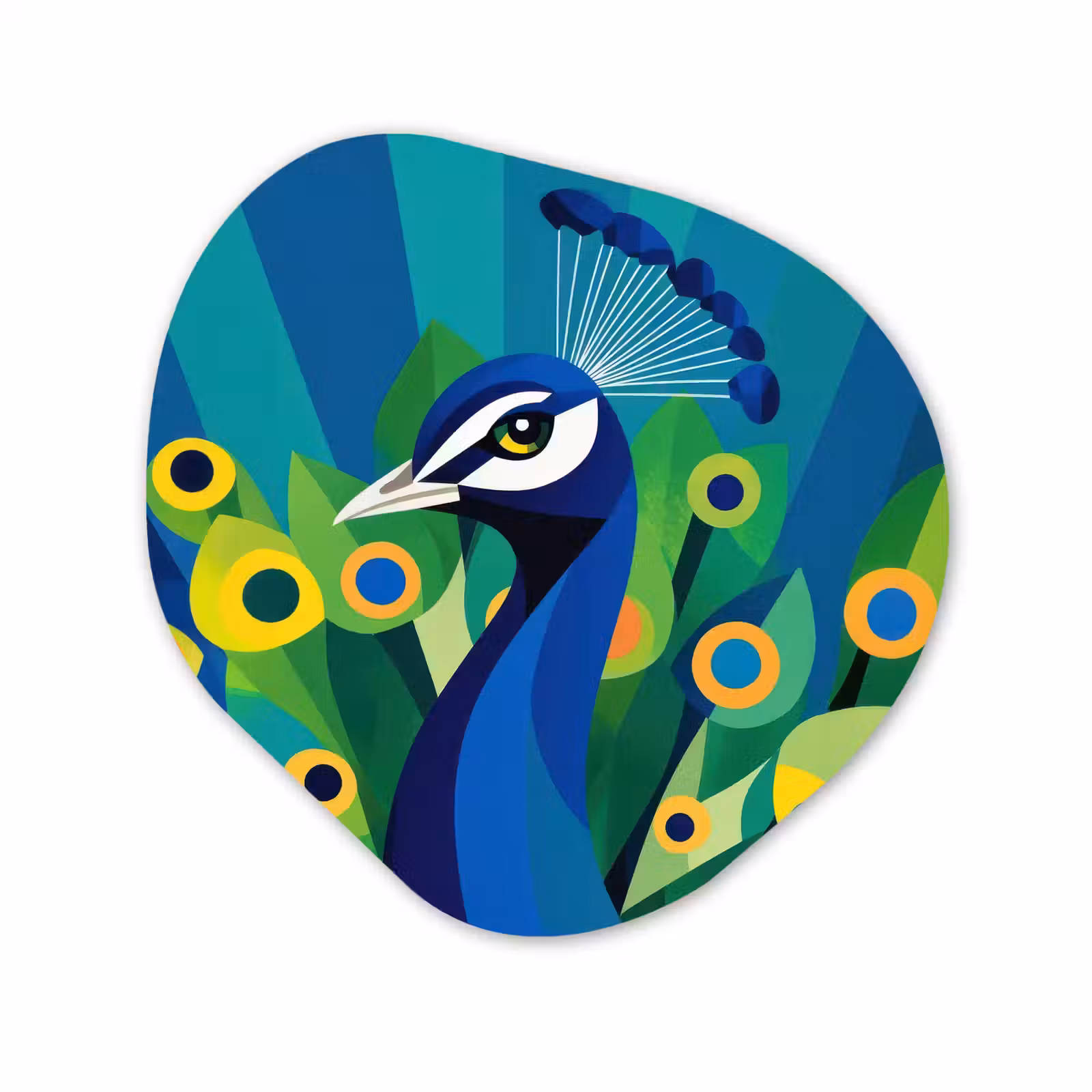 Organisch schilderij - Forex - Pauw - Cirkels - Blauw — 1