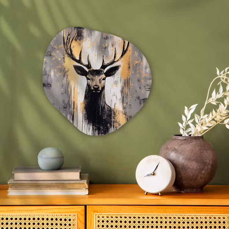 Organisch schilderij - Forex - Abstract - Hert - Gewei - Goud — 2