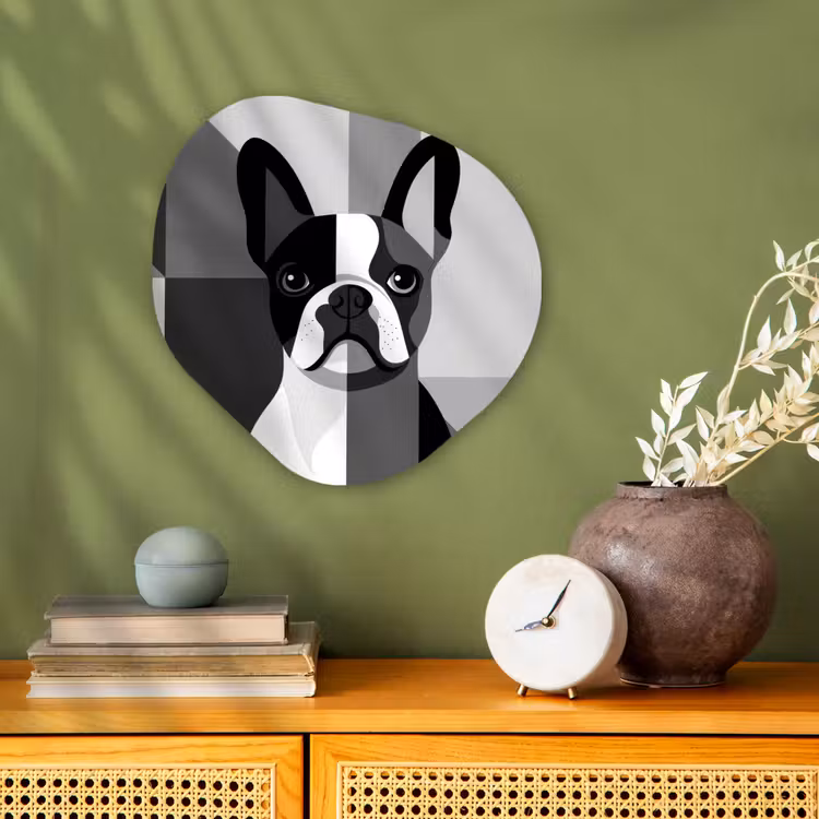 Organisch schilderij - Forex - Buldog - Zwart - Abstract - Vlakken — 2