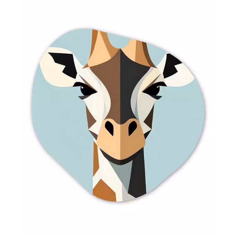 Organisch schilderij - Forex - Giraffe - Illustratie - Bruin - Minimalistisch — 1