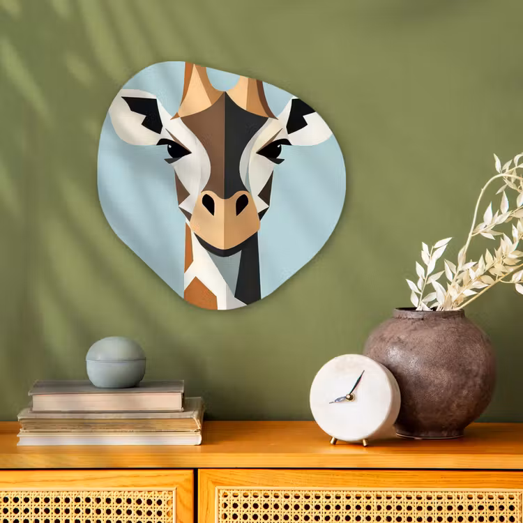 Organisch schilderij - Forex - Giraffe - Illustratie - Bruin - Minimalistisch — 2
