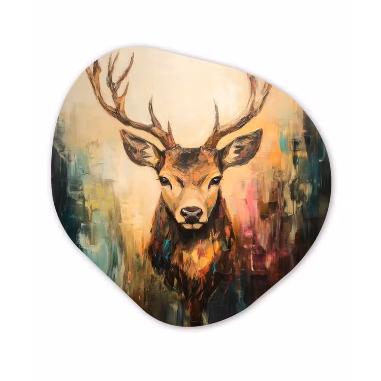 Organisch schilderij - Forex - Hert - Geverfd - Gewei - Bruin — 1