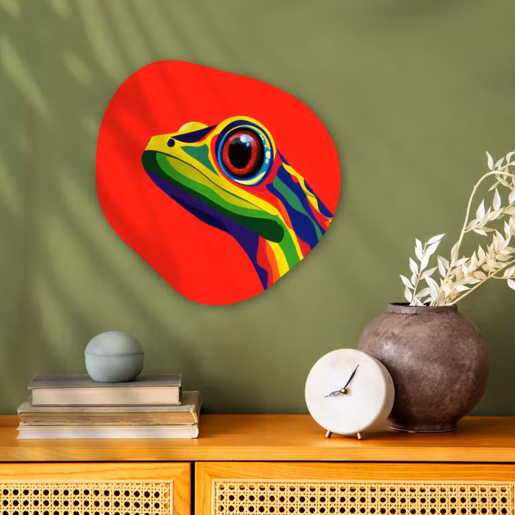 Organisch schilderij - Forex - Kikker - Kleurrijk - Strepen - Ogen — 2