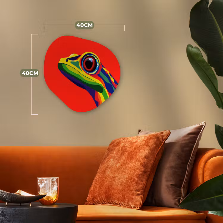 Organisch schilderij - Forex - Kikker - Kleurrijk - Strepen - Ogen — 4