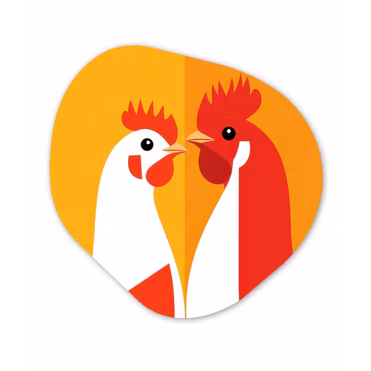 Organisch schilderij - Forex - Kippen - Oranje - Vlakken — 1