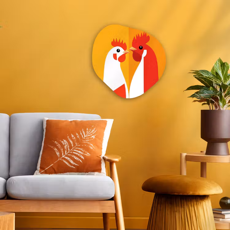 Organisch schilderij - Forex - Kippen - Oranje - Vlakken — 3