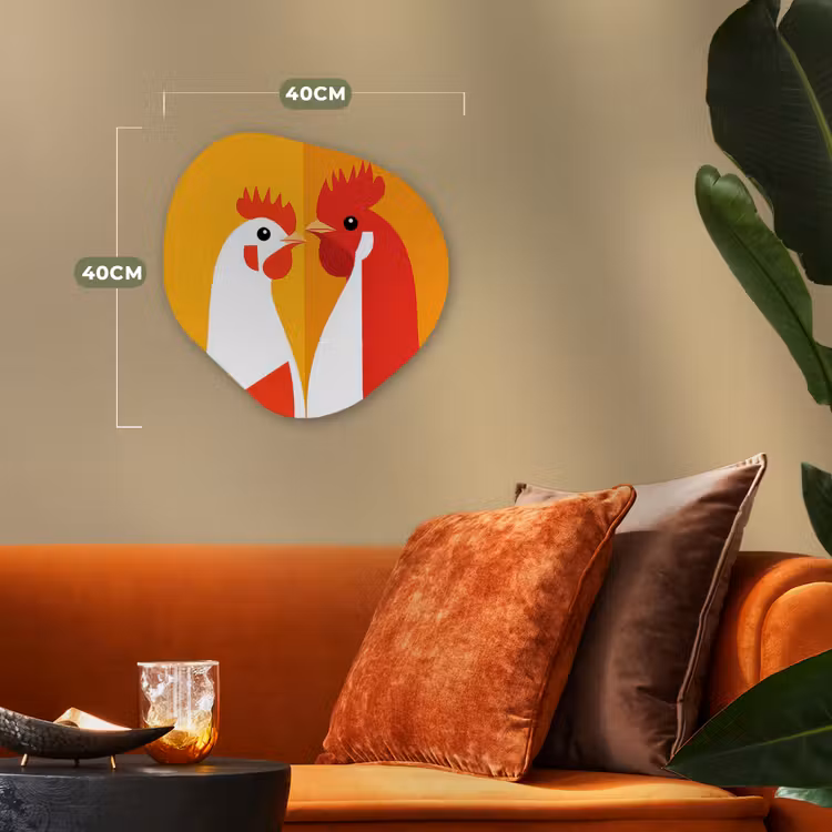 Organisch schilderij - Forex - Kippen - Oranje - Vlakken — 4