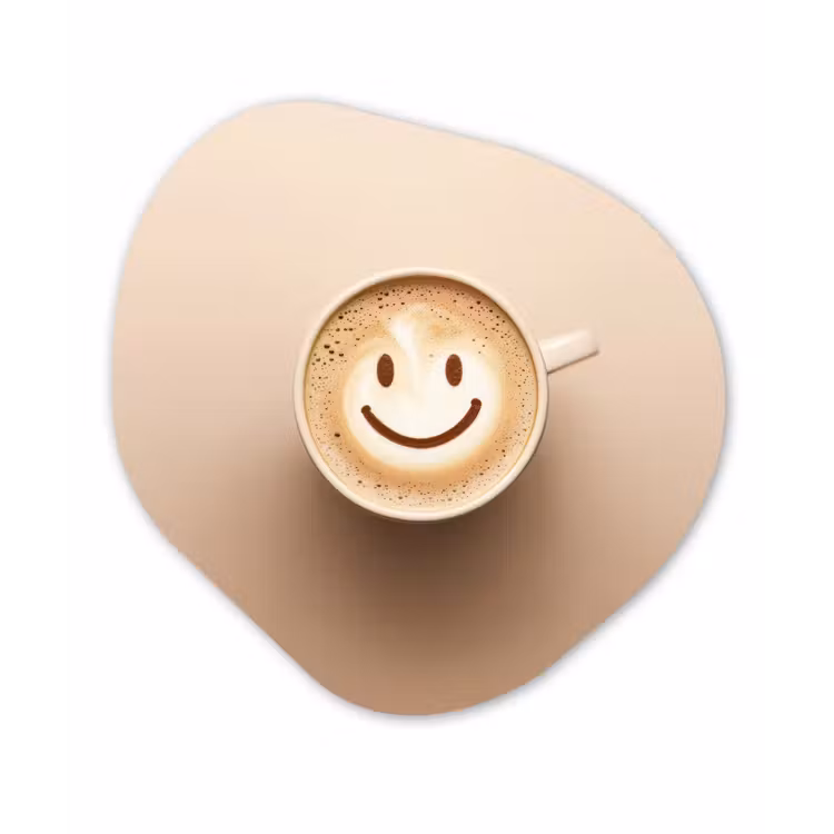 Organisch schilderij - Forex - Koffie - Melkschuim - Lach - Beige — 1