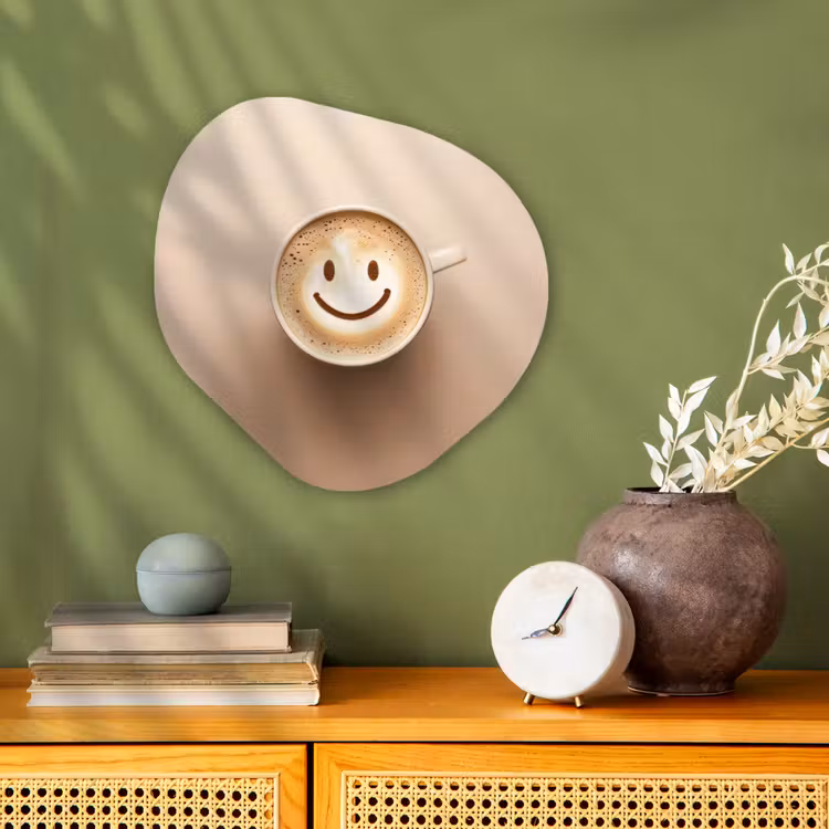 Organisch schilderij - Forex - Koffie - Melkschuim - Lach - Beige — 2
