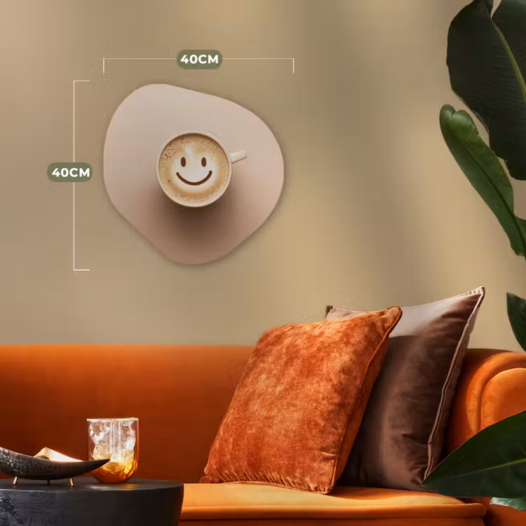 Organisch schilderij - Forex - Koffie - Melkschuim - Lach - Beige — 4