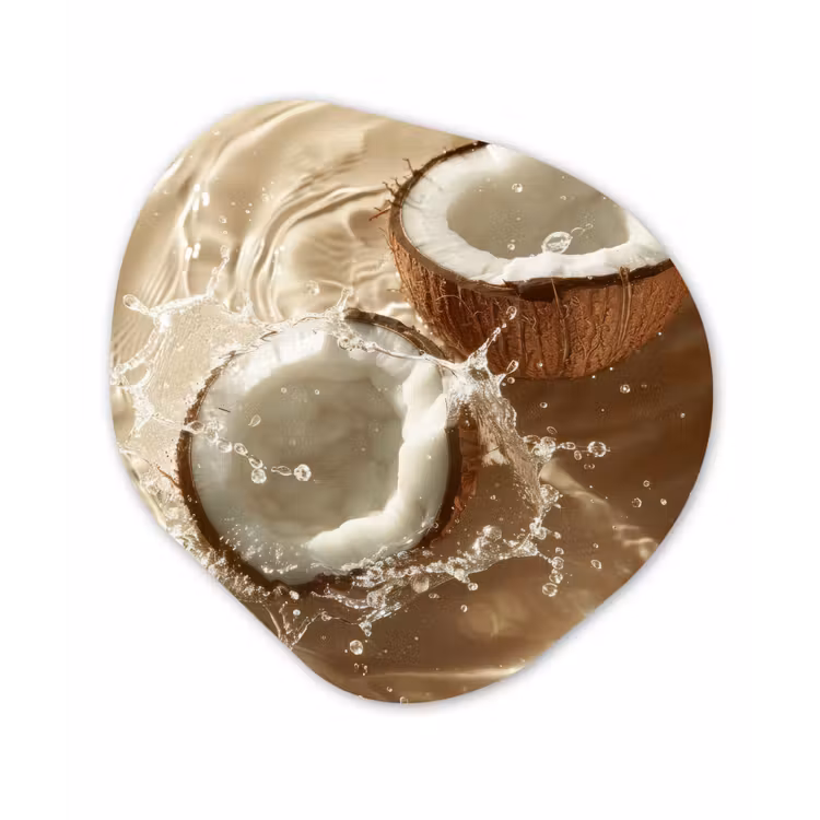 Organisch schilderij - Forex - Kokosnoot - Water - Beige - Spetters — 1