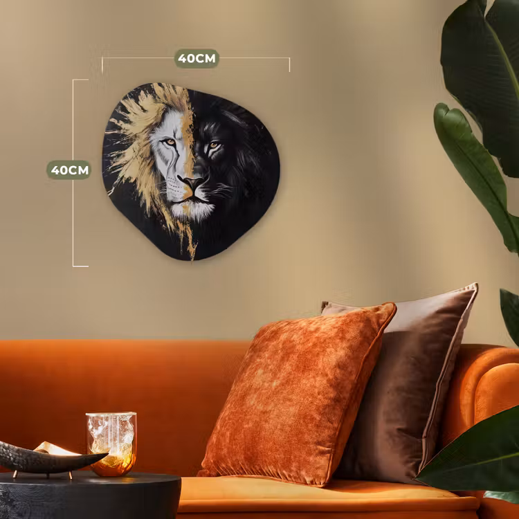 Organisch schilderij - Forex - Leeuw - Gesplitst - Zwart - Lijn — 4
