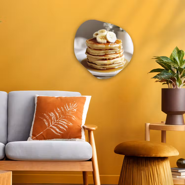 Organisch schilderij - Forex - Pannenkoeken - Banaan - Siroop - Wit - Beige — 3