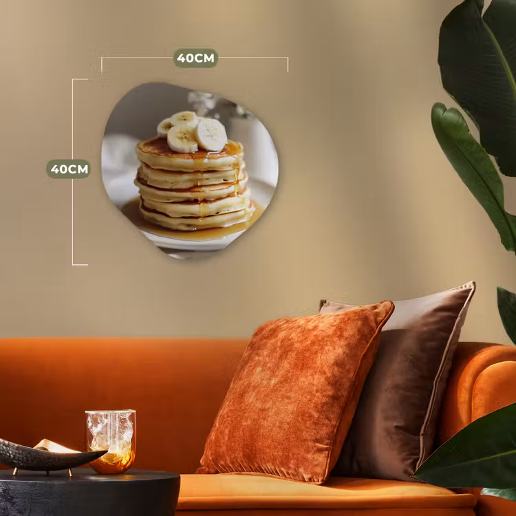 Organisch schilderij - Forex - Pannenkoeken - Banaan - Siroop - Wit - Beige — 4