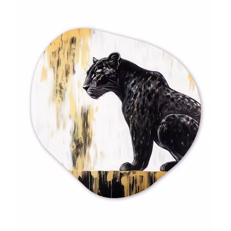 Organisch schilderij - Forex - Panter - Zwart - Abstract - Goud — 1