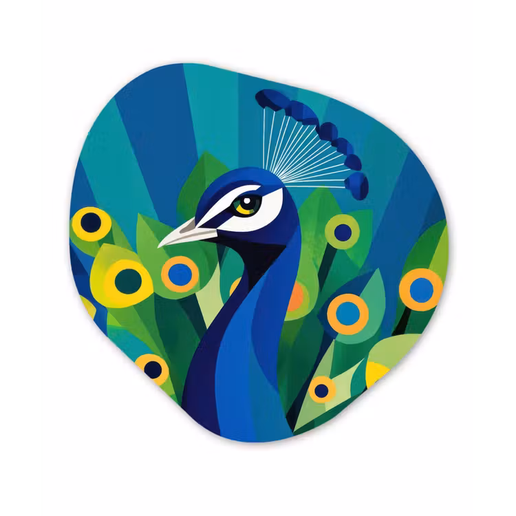 Organisch schilderij - Forex - Pauw - Cirkels - Blauw — 1