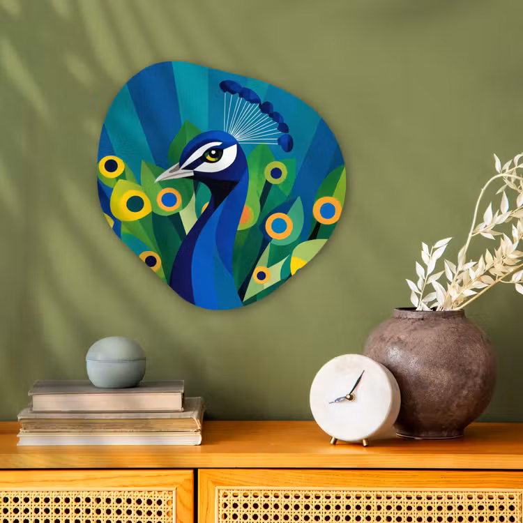 Organisch schilderij - Forex - Pauw - Cirkels - Blauw — 2