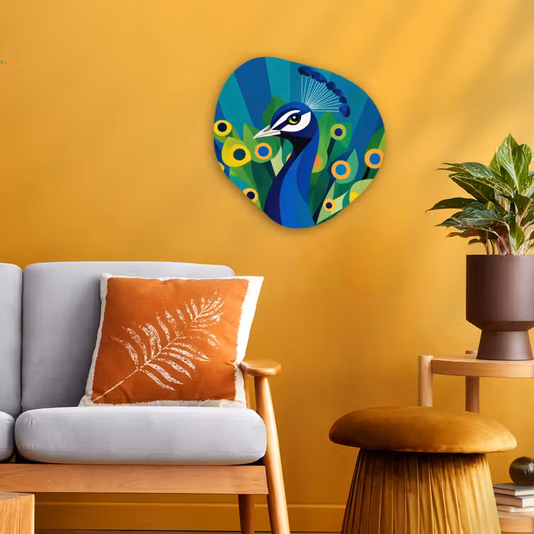 Organisch schilderij - Forex - Pauw - Cirkels - Blauw — 3