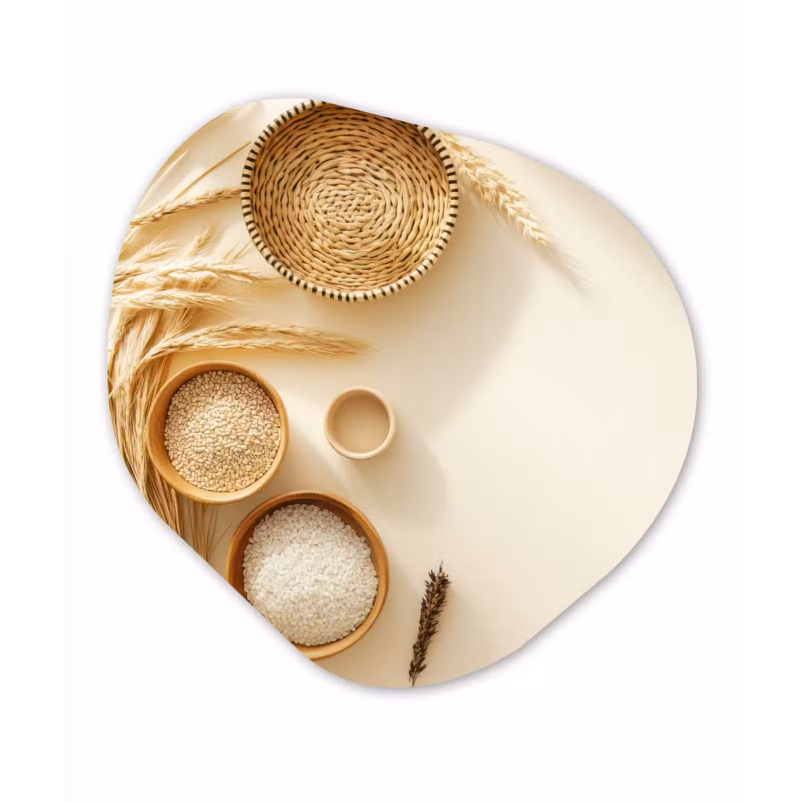 Organisch schilderij - Forex - Granen - Hout - Kom - Beige — 1