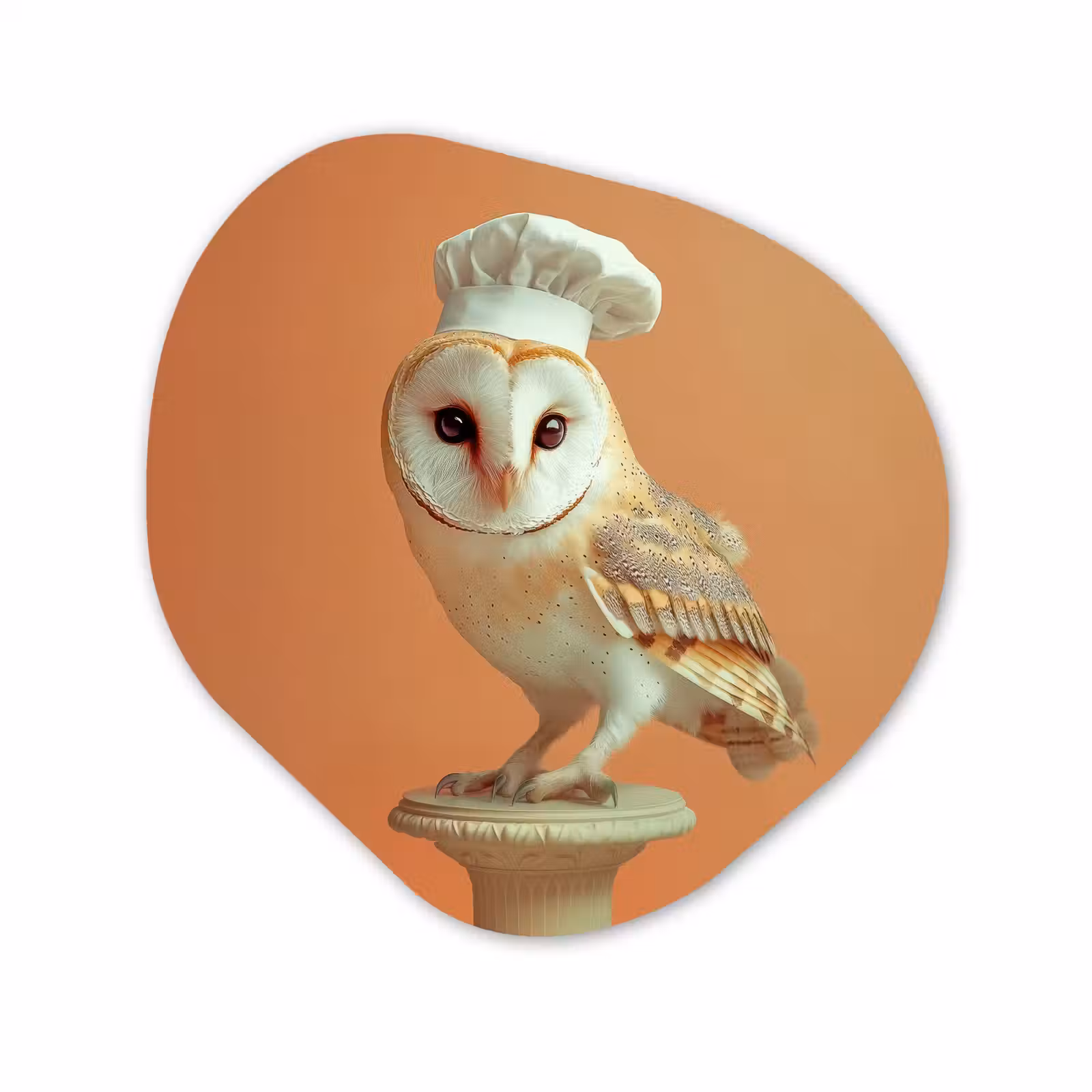 Organisch schilderij - Forex - Kerkuil - Koksmuts - Oranje - Vogel — 1