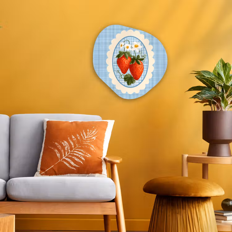 Organisch schilderij - Forex - Aardbeien - Lijst - Rood - Geruit — 3