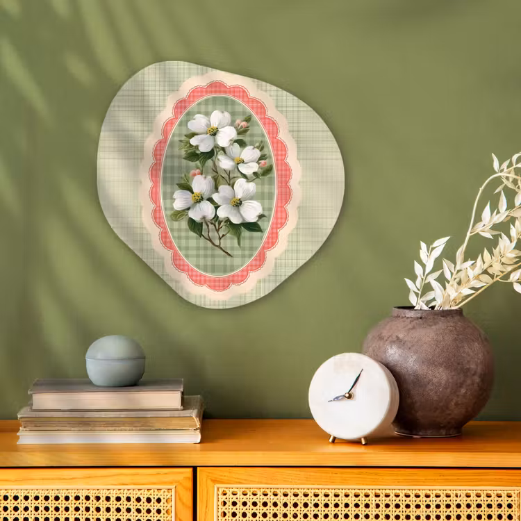 Organisch schilderij - Forex - Bloemen - Illustratie - Geruit - Groen — 2