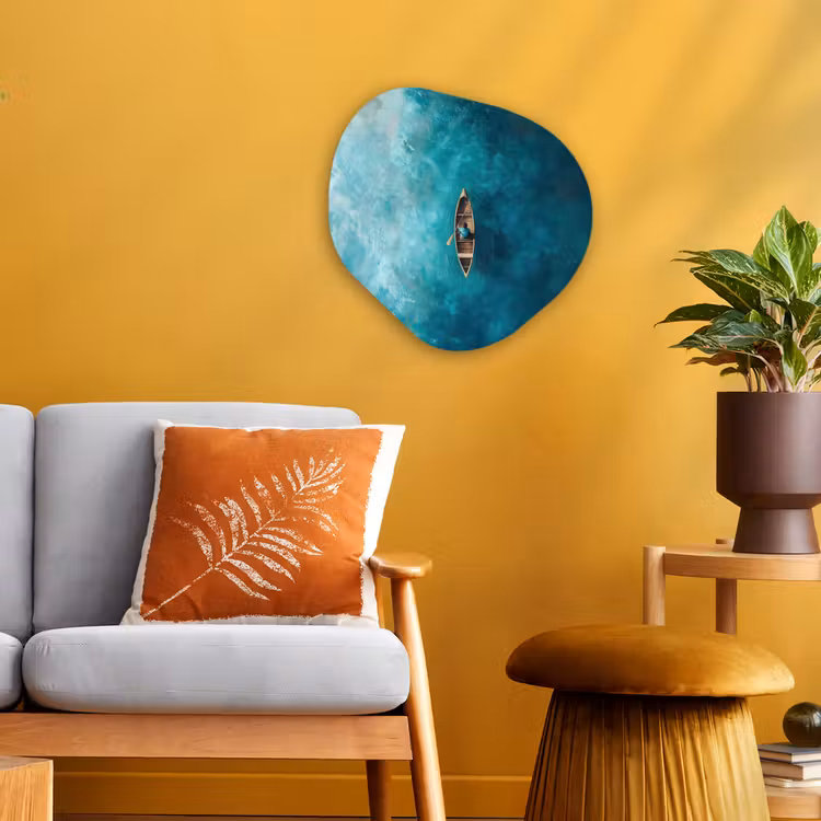 Organisch schilderij - Forex - Bootje - Water - Blauw — 3