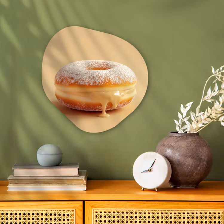 Organisch schilderij - Forex - Donut - Romig - Poedersuiker - Beige — 2