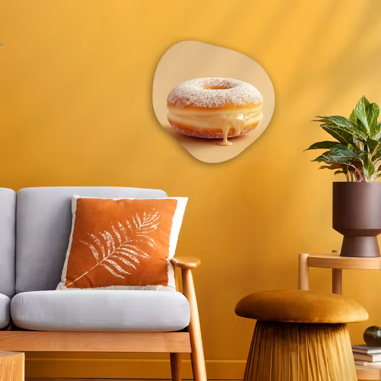 Organisch schilderij - Forex - Donut - Romig - Poedersuiker - Beige — 3