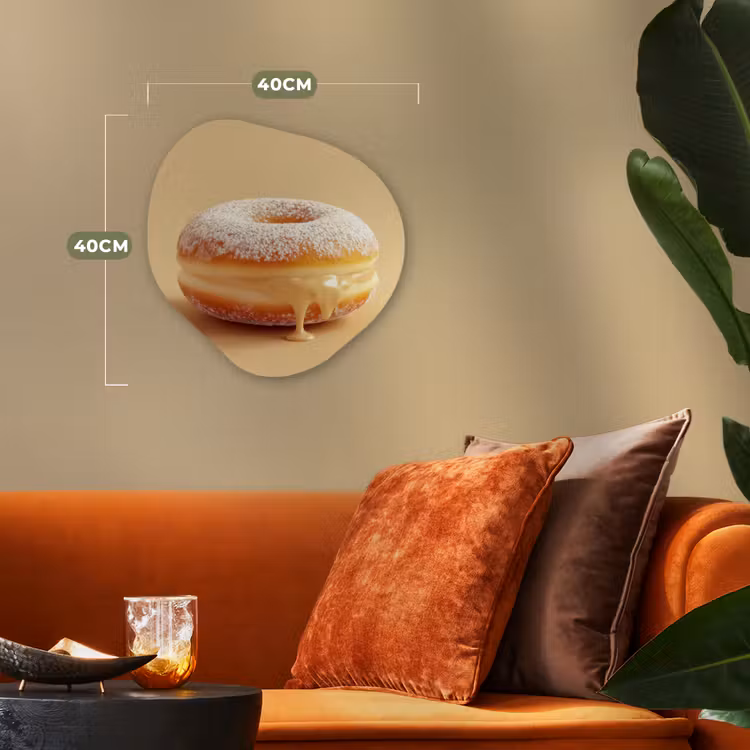 Organisch schilderij - Forex - Donut - Romig - Poedersuiker - Beige — 4