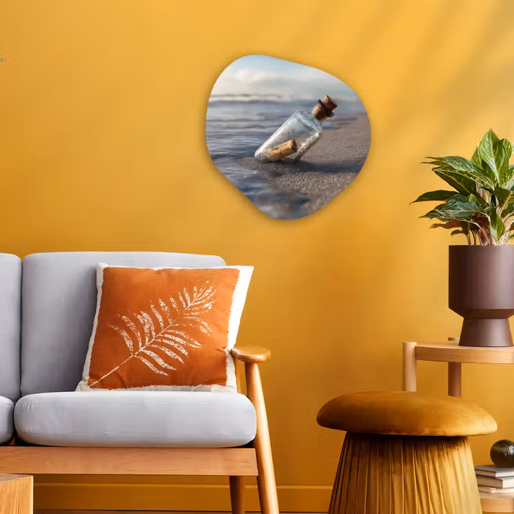 Organisch schilderij - Forex - Glazenfles - Post - Zee - Zand — 3