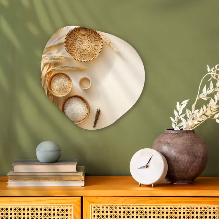 Organisch schilderij - Forex - Granen - Hout - Kom - Beige — 2