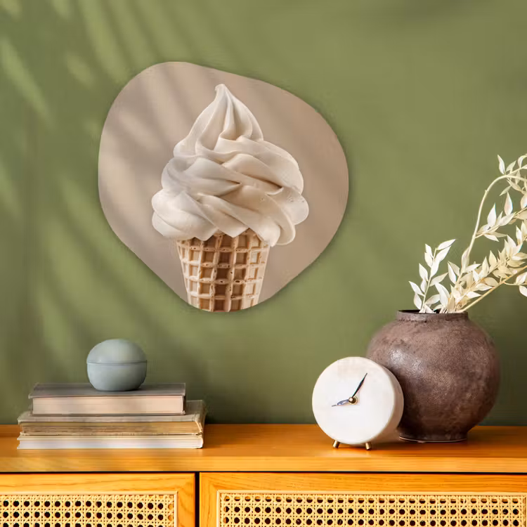 Organisch schilderij - Forex - IJs - Softijs - Romig - Hoorntje - Beige — 2