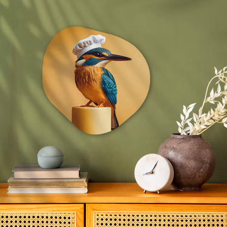Organisch schilderij - Forex - Ijsvogel - Pilaar - Koksmuts - Vogel — 2
