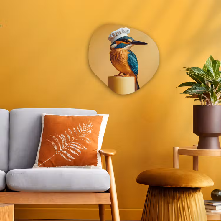 Organisch schilderij - Forex - Ijsvogel - Pilaar - Koksmuts - Vogel — 3