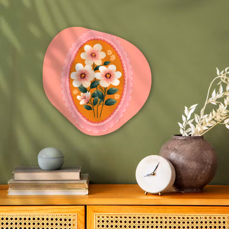 Organisch schilderij - Forex - Illustratie - Bloemen - Rand - Roze — 2