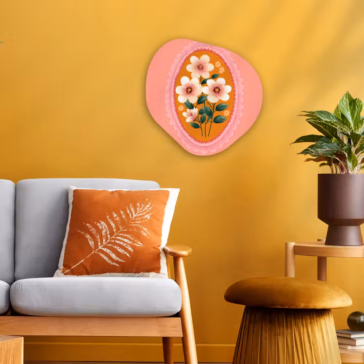 Organisch schilderij - Forex - Illustratie - Bloemen - Rand - Roze — 3