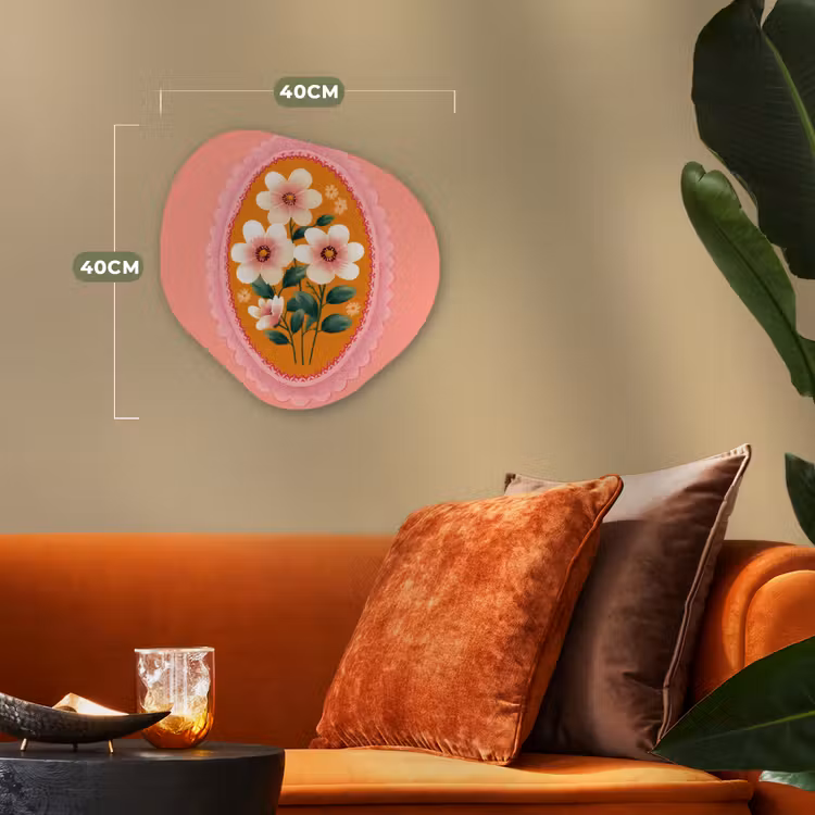 Organisch schilderij - Forex - Illustratie - Bloemen - Rand - Roze — 4