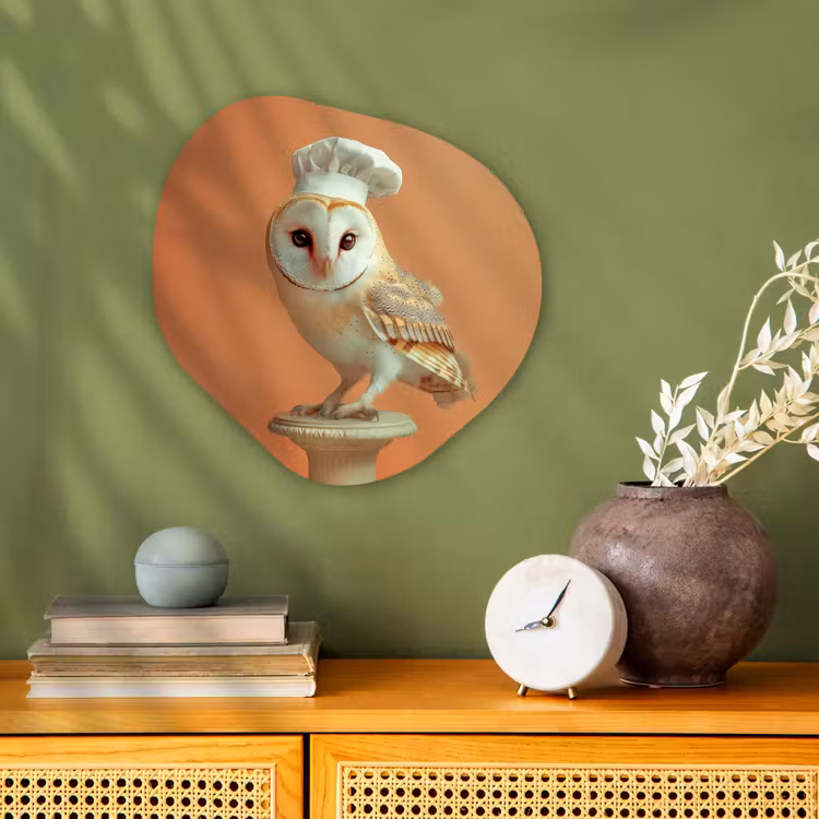 Organisch schilderij - Forex - Kerkuil - Koksmuts - Oranje - Vogel — 2