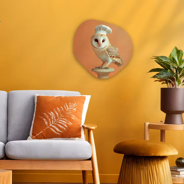 Organisch schilderij - Forex - Kerkuil - Koksmuts - Oranje - Vogel — 3