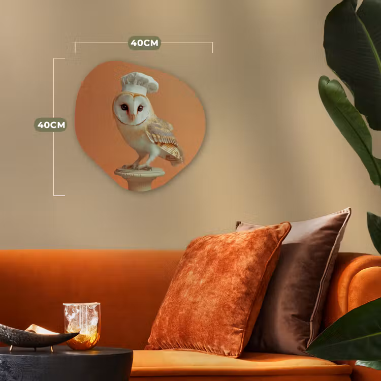 Organisch schilderij - Forex - Kerkuil - Koksmuts - Oranje - Vogel — 4