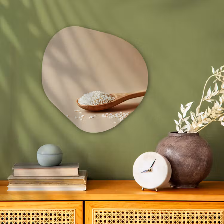 Organisch schilderij - Forex - Lepel - Rijst - Hout - Beige — 2