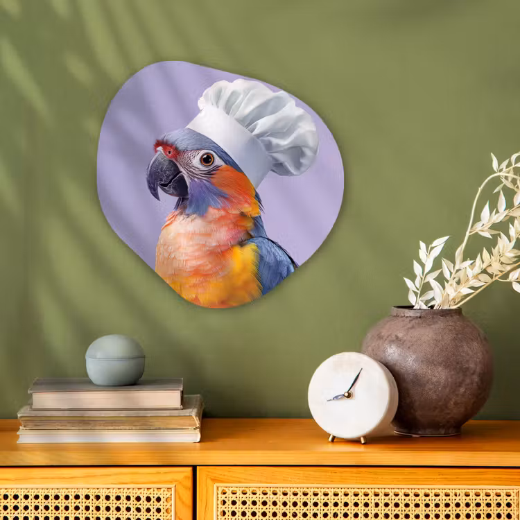 Organisch schilderij - Forex - Papegaai - Koksmuts - Paars - Cute — 2