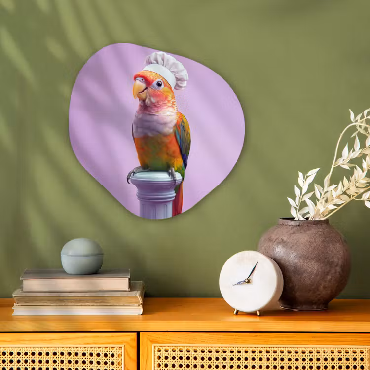 Organisch schilderij - Forex - Papegaai - Koksmuts - Pilaar - Vogel — 2