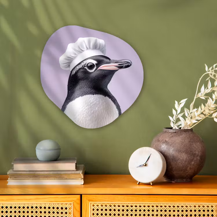 Organisch schilderij - Forex - Pinguïn - Koksmuts - Lief - Paars — 2