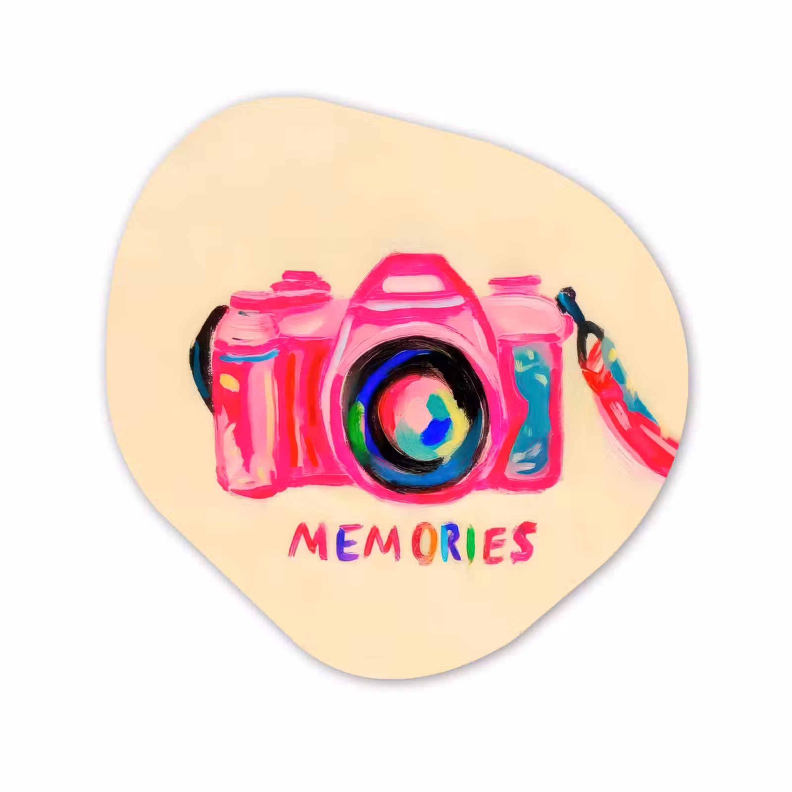 Organisch schilderij - Forex - Camera - Memories - Roze - Geschilderd — 1