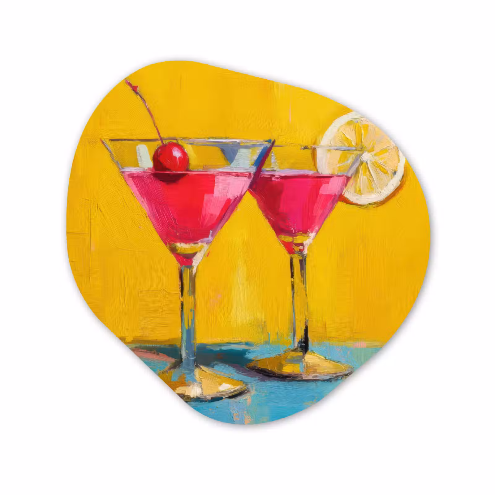 Organisch schilderij - Forex - Glazen - Cocktail - Citroen - Kers — 1
