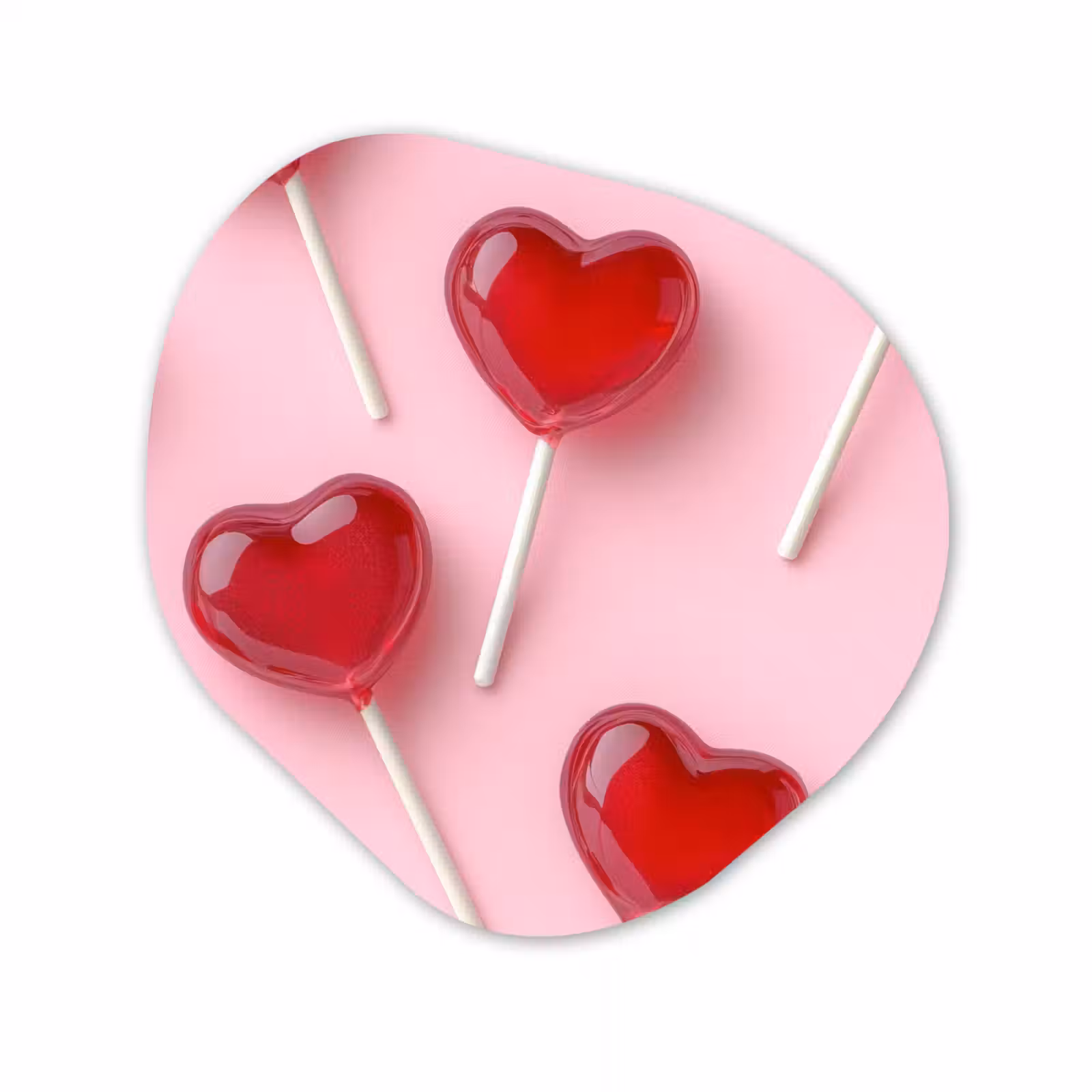 Organisch schilderij - Forex - Lollies - Hartjes - Roze — 1
